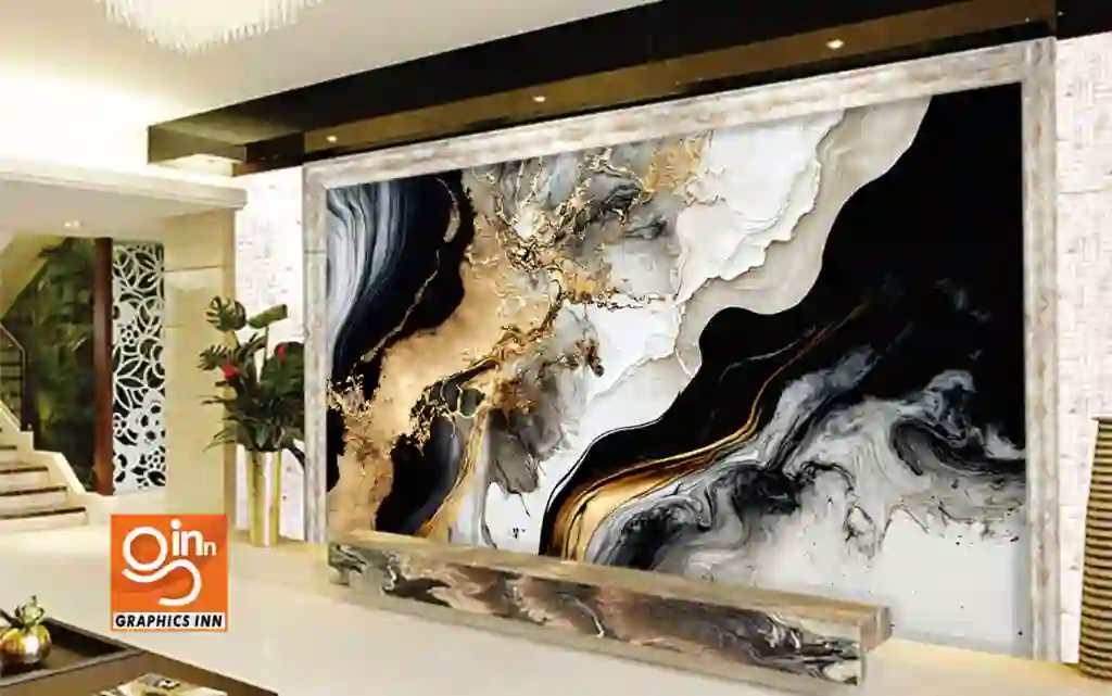 3D Wallpaper Colorful Abstract Painting Background Marble ink 2 Side 3