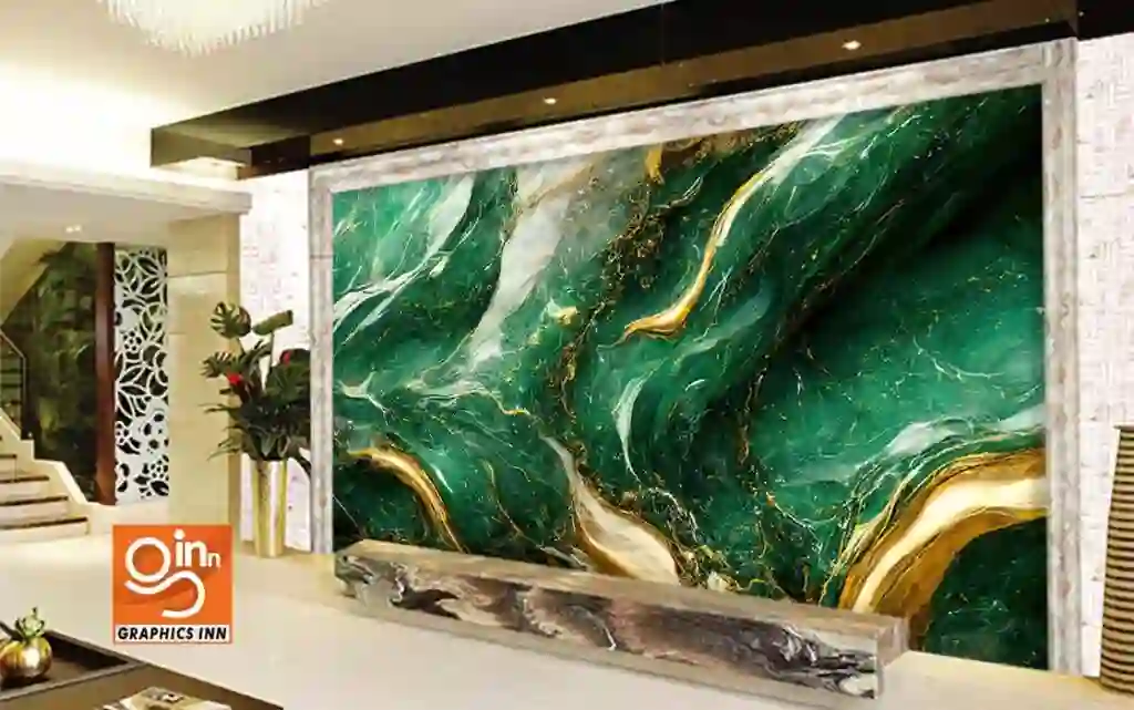 Elegant Green and Gold Abstract Luxury Marble Background in Digital Art 2 Side 31