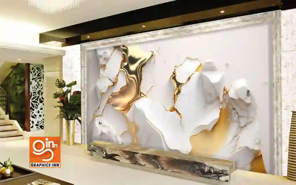 3D Wallpaper White Marble Textured Background Abstract Design 2 Side 4