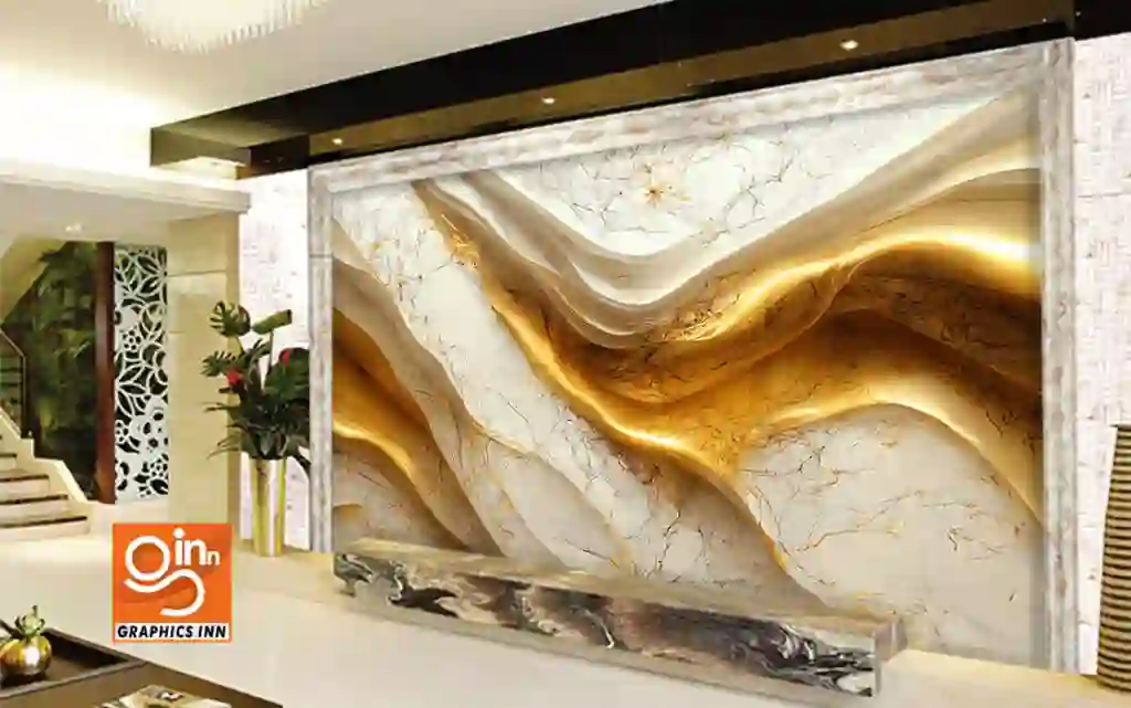 3D Wallpaper Golden luxurious marble textured background Abstract design 2 Side 8