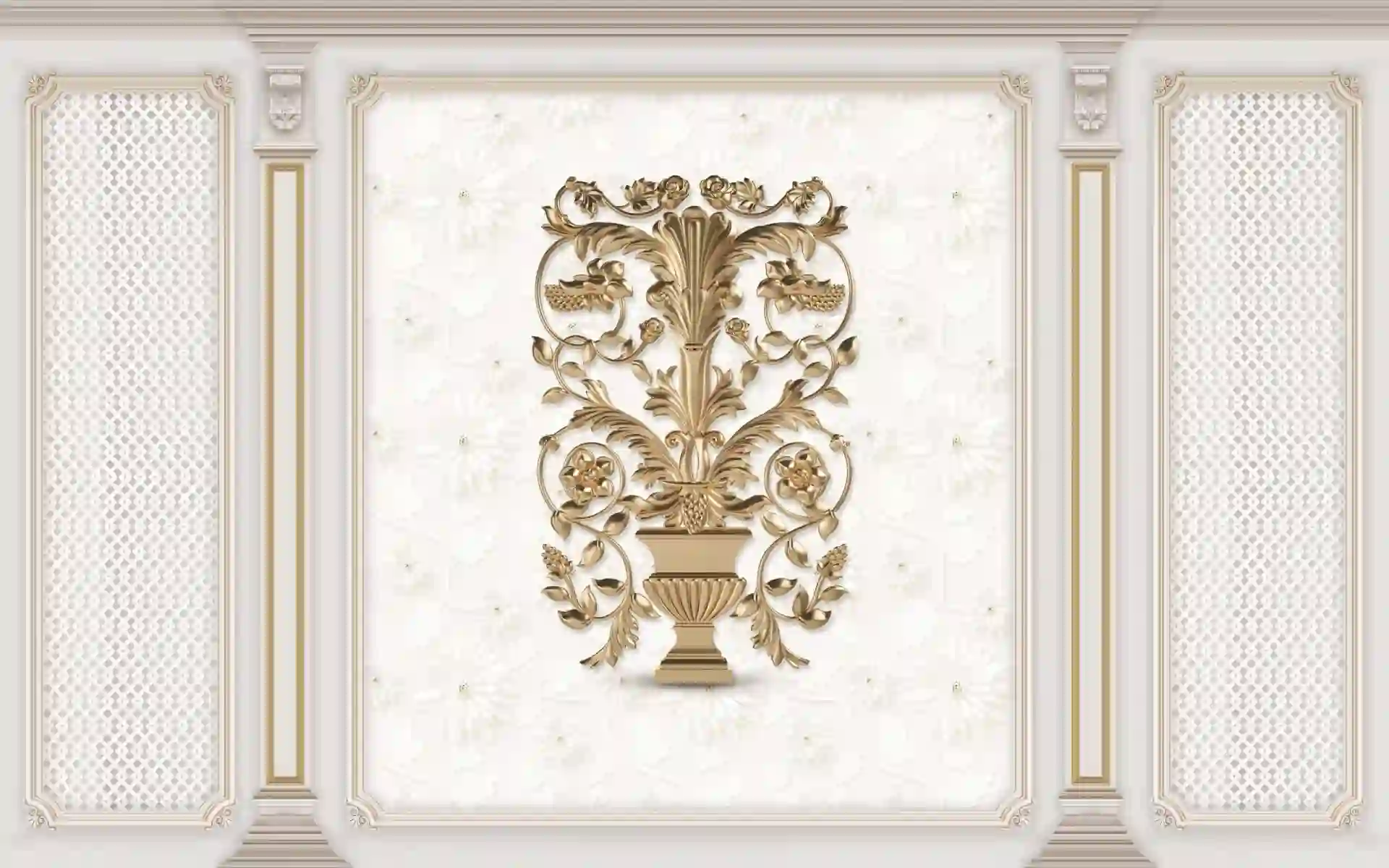 3D wallpaper white background with Roman columns and golden inscription 2 3D wallpaper white background with Roman columns and golden inscription modern designs and decorations scaled