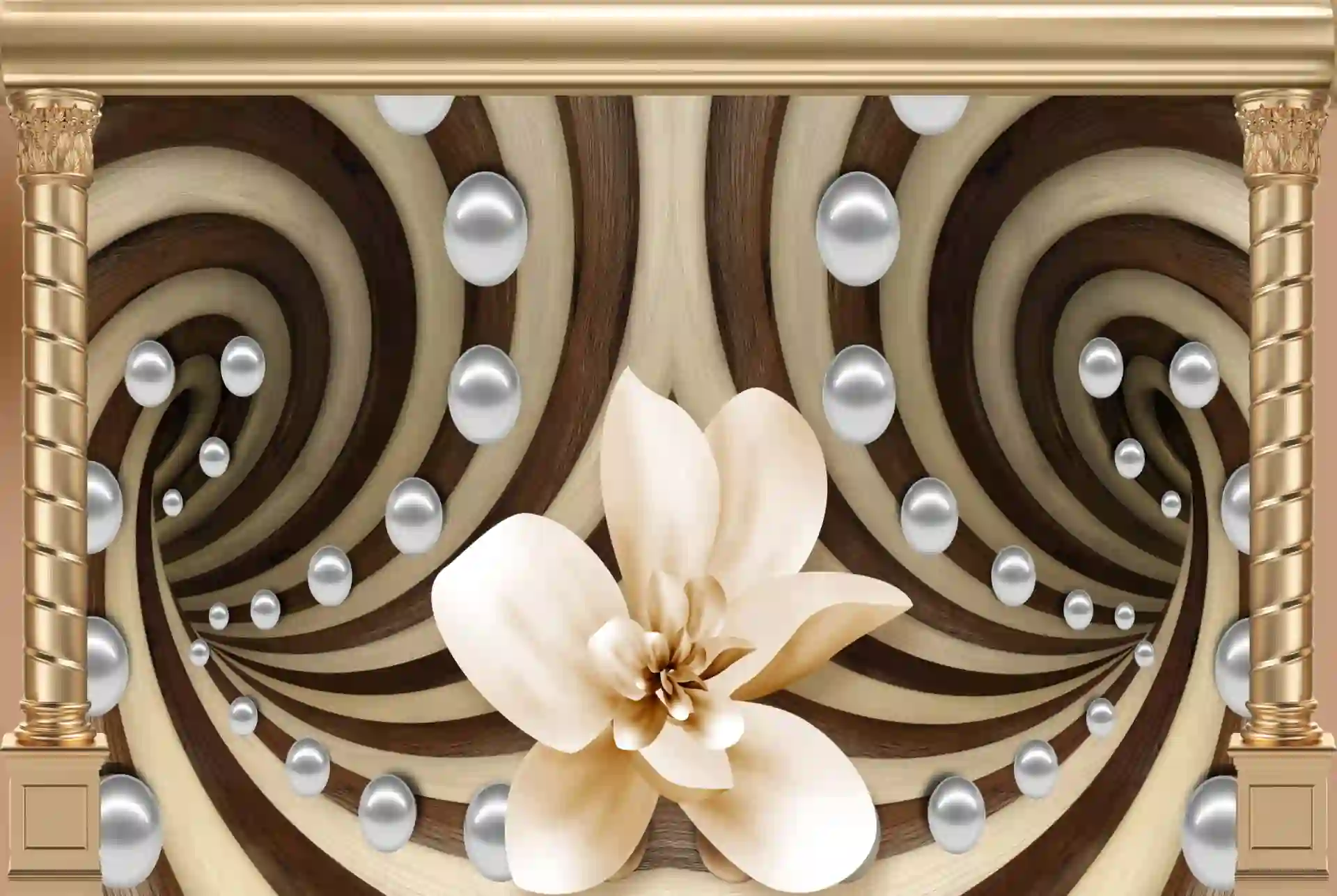 3d wallpaper white rose and pearls on optical illusions background 2 3d wallpaper white rose and pearls on optical illusions background scaled