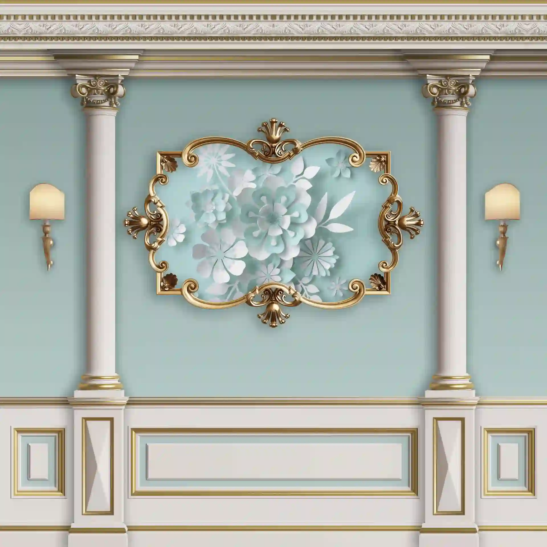 Classic interior wall with moldings 2 Classic interior wall with mouldings 1 scaled