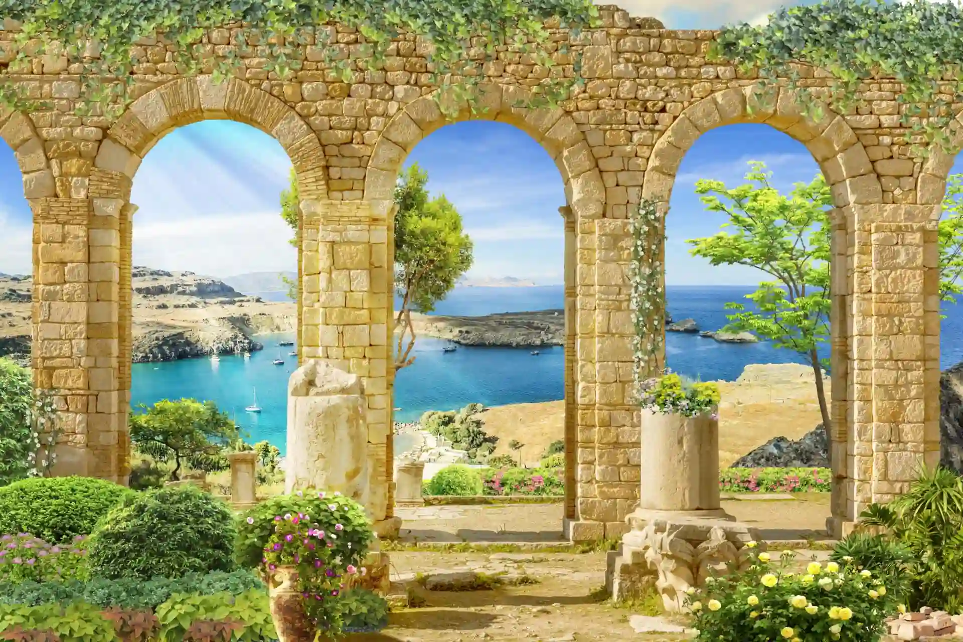 Digital fresco Greece 3D Wallpaper 2 Digital fresco. Greece scaled