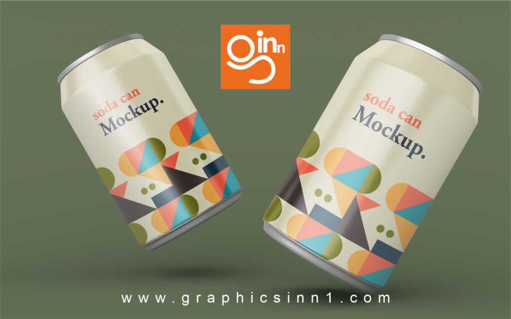 Editable Realistic Metal Soda Can Mockup Design Royality Free