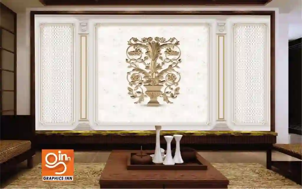 3D wallpaper white background with Roman columns and golden inscription 1 Graphics inn img 14
