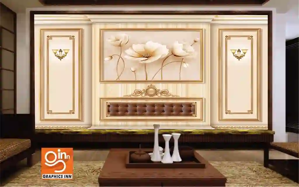 European Luxury Garden Wallpaper Gold Flowers 1 European Luxury Garden Wallpaper Gold Flowers & Wainscoting