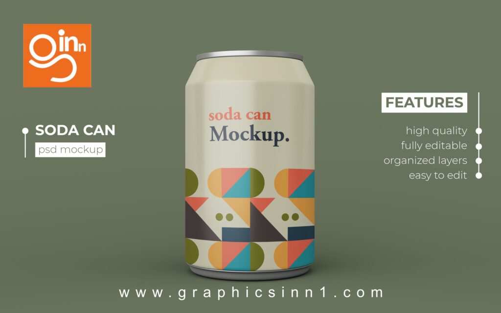 Modern Soda Aluminum Drink Royality Free Can Mockup