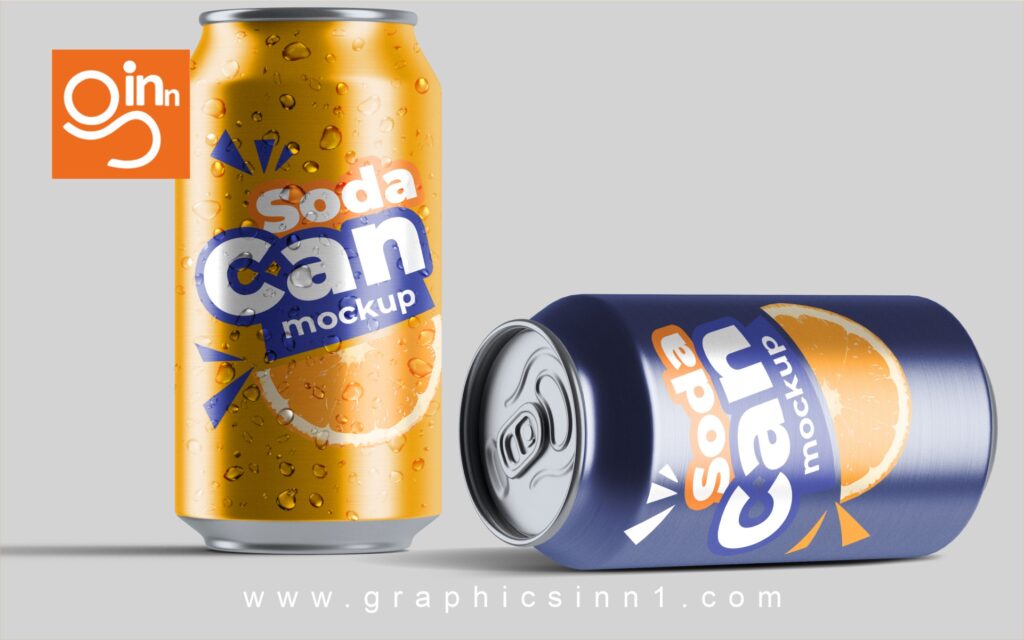 Realistic Front View Soda Cans Mockup