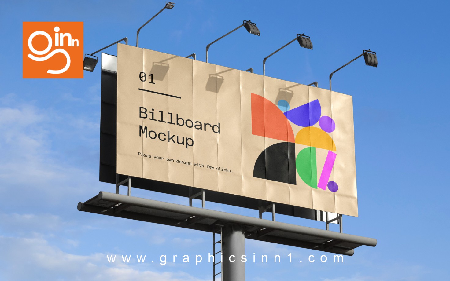 billboard mockup blue sky with clouds