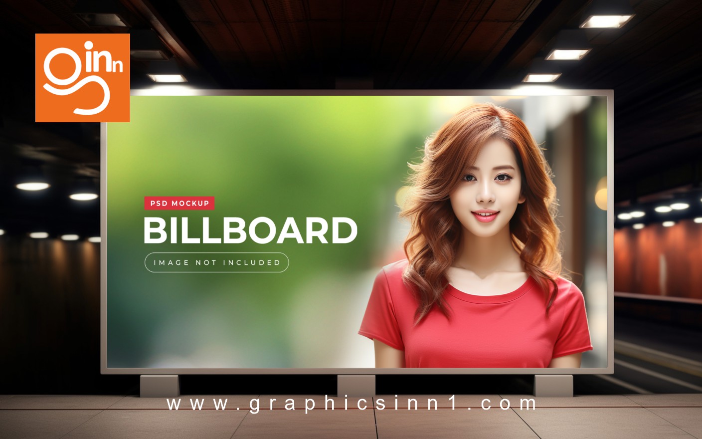 billboard underground subway wall mockup 1