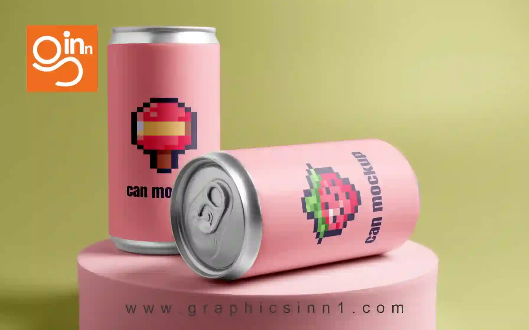 Home 24 drinking can 8 bit packaging mockup
