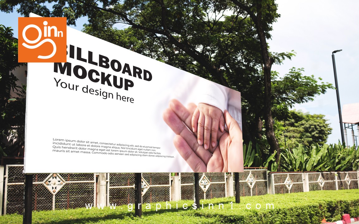 large white blank billboard mockup displayed inside mall