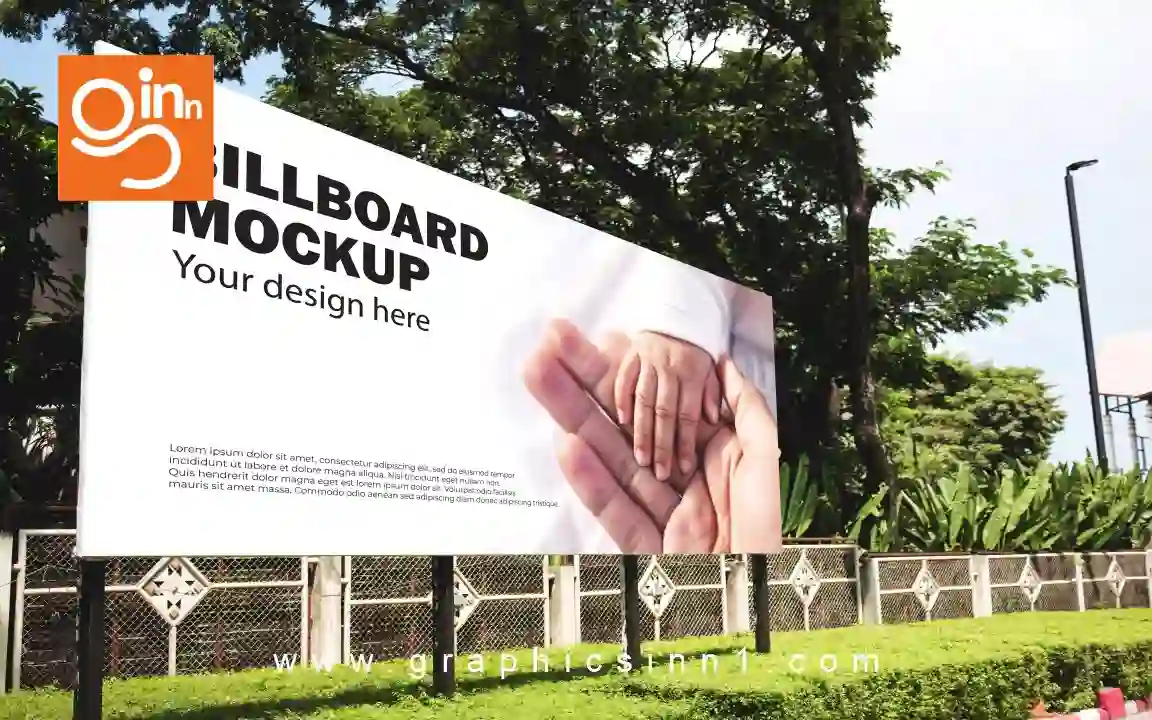 large White Blank Billboard Mockup Displayed 1 large white blank billboard mockup displayed inside mall
