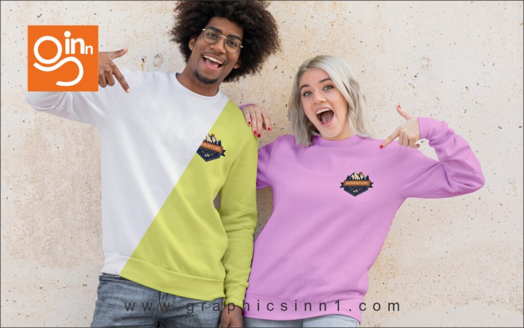 young friends wearing hoodies Mockup