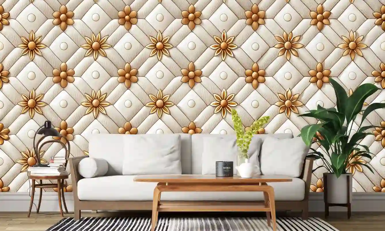 White Leather 3D Wallpaper for Living Room 1 White Leather 3D Wallpaper for Living Room free download 2
