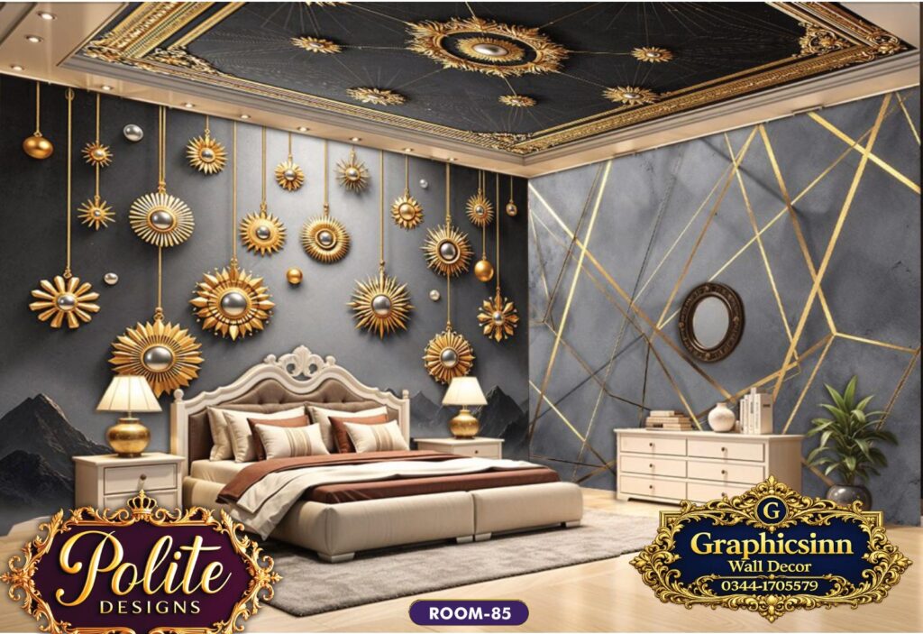 3D Premium Geometric Texture Bedroom Wallpaper Design - Polite Designs 85