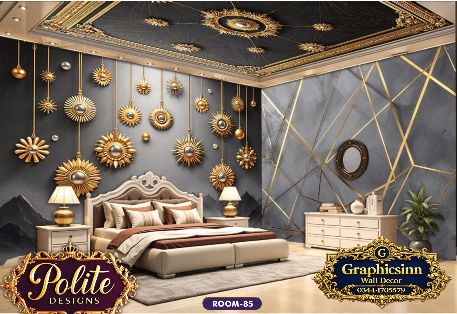 3D Premium Geometric Texture Bedroom Wallpaper Design - Polite Designs 85