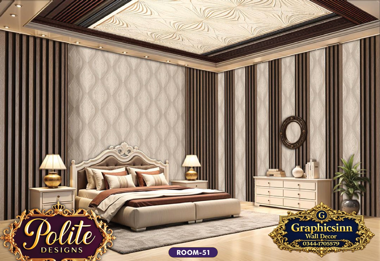 Luxury 3D Bedroom Wallpaper Design - Polite Designs Room-51
