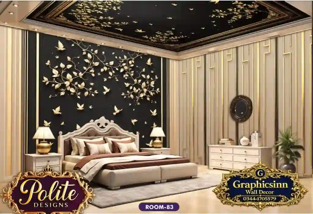 Luxury 3D Dark Geometric Gold Bedroom Wallpaper Design - Polite Designs 83 1 Luxury 3D Dark Geometric Gold Bedroom Wallpaper Design - Polite Designs 83