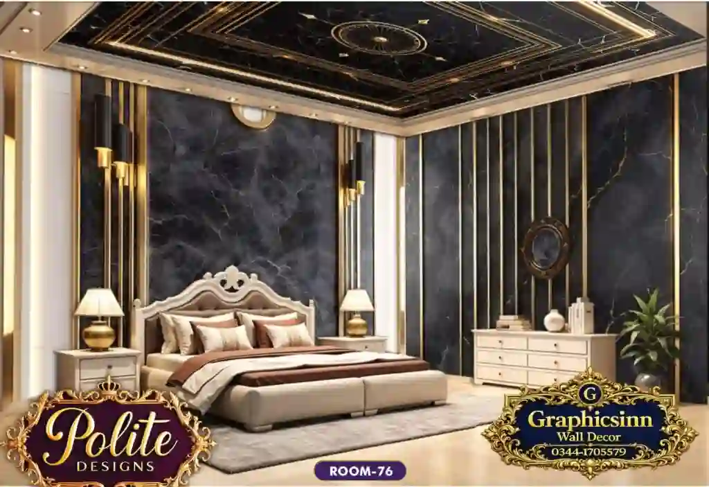 Luxury Black Marble and Gold Bedroom Wallpaper Design - Polite Designs 76 1 Luxury Black Marble and Gold Bedroom Wallpaper Design - Polite Designs 76
