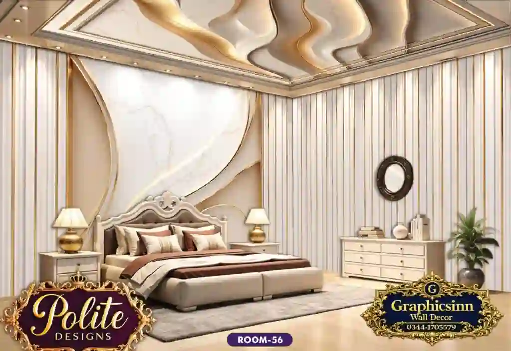Luxury White and Gold 3D Bedroom Wallpaper Design - Polite Designs 56 1 Luxury White and Gold 3D Bedroom Wallpaper Design - Polite Designs 56