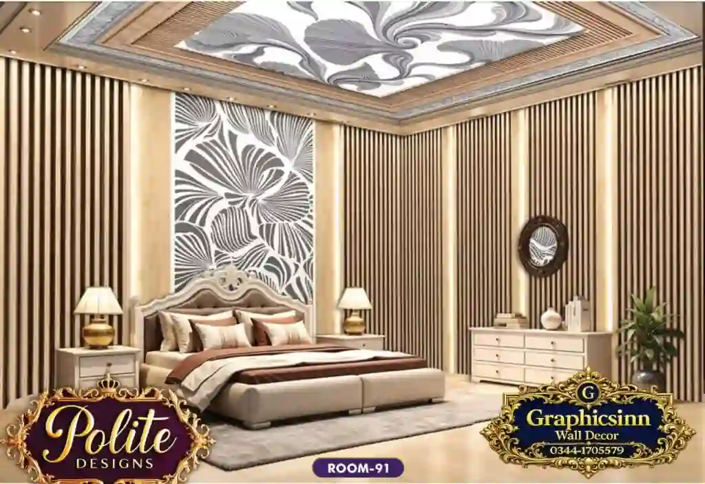Modern 3D Beige Padded and Gold Bedroom Wallpaper - Polite Designs 91 1 Modern 3D Beige Padded and Gold Bedroom Wallpaper - Polite Designs 91