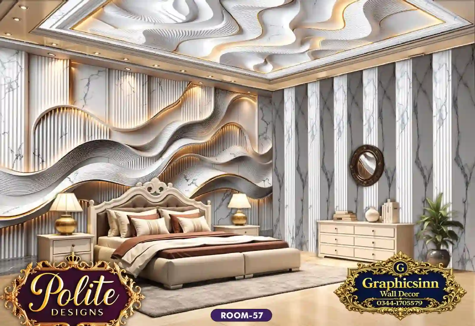 Home 17 Modern Abstract 3D Wave Bedroom Wallpaper Design - Polite Designs 57