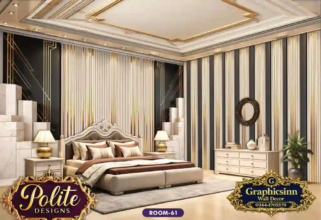 Modern Geometric Striped 3D Bedroom Wallpaper Design - Polite Designs 61 1 Modern Geometric Striped 3D Bedroom Wallpaper Design - Polite Designs 61