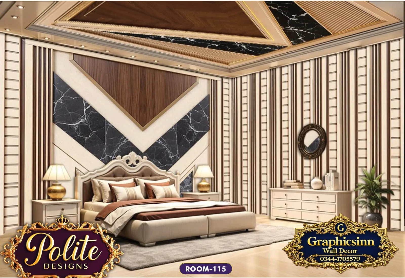 Home 20 3D Geometric Black Marble Wood Wallpaper HD File - Polite Designs 115
