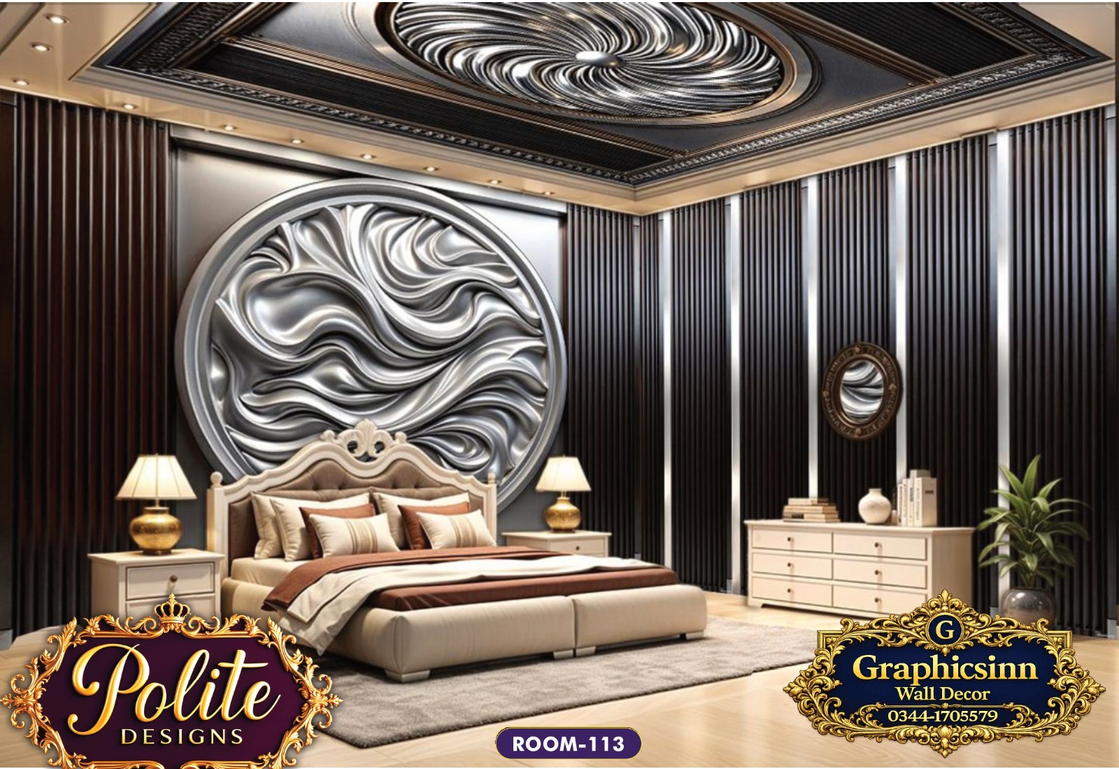 3D Silver Metallic Abstract Wave Wallpaper File - Polite Designs 113