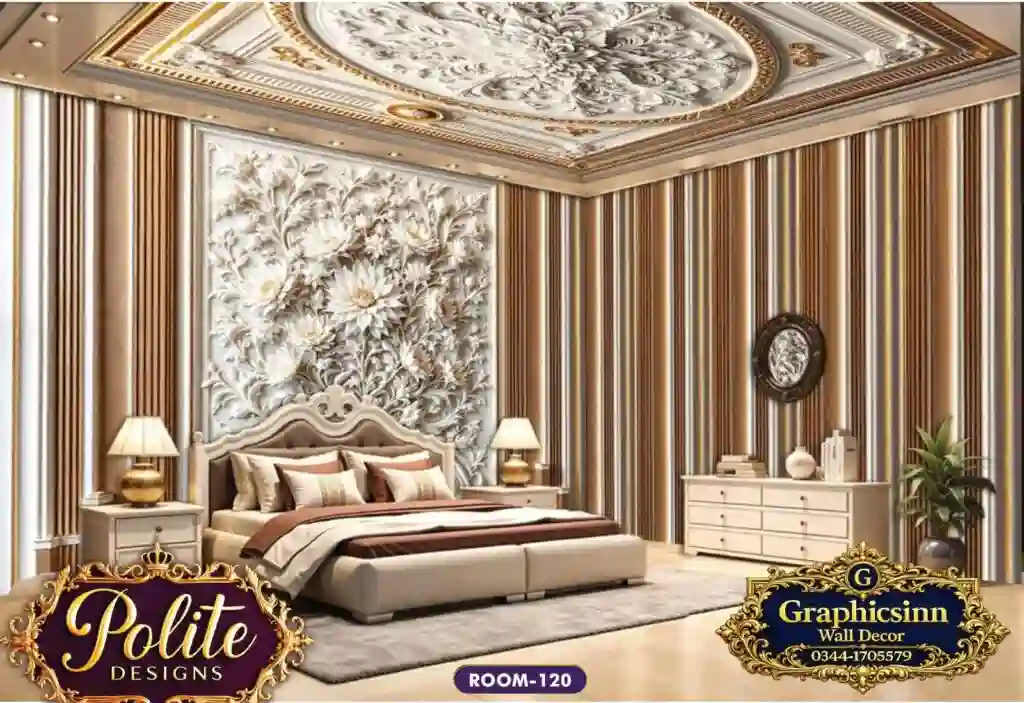 3D White Floral Carving Striped Wallpaper File - Polite Designs 120 1 3D White Floral Carving Striped Wallpaper File Polite Designs 120