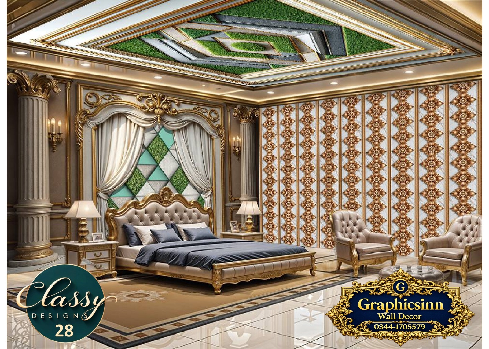 3D Green Geometric Grass Drape Wallpaper HD Premium File - Classy Designs 28