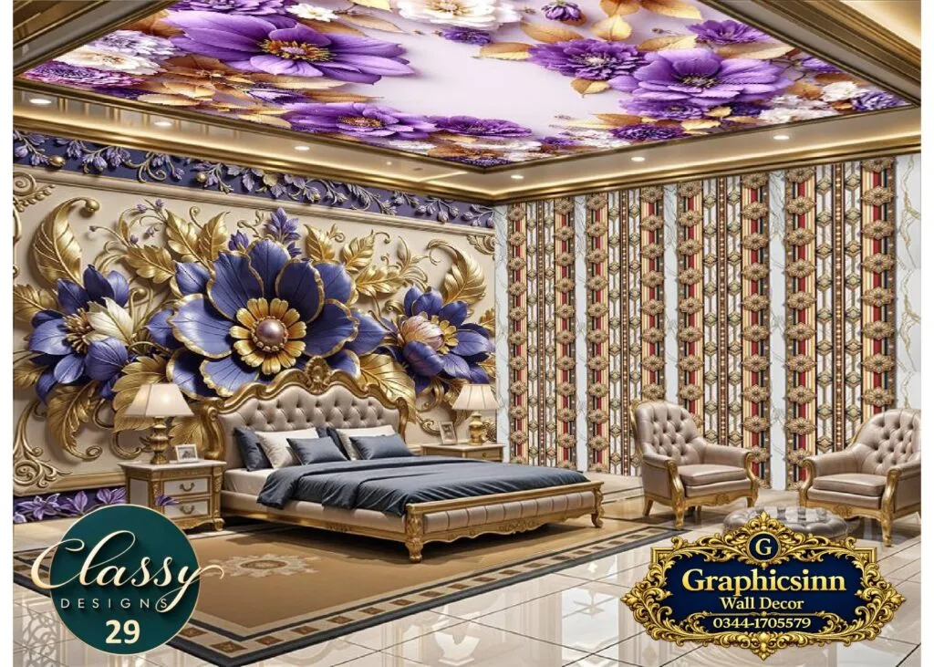 3D Purple Floral Gold Leaf Wallpaper HD Premium File - Classy Designs 29 1 3D Purple Floral Gold Leaf Wallpaper HD Premium File Classy Designs 29