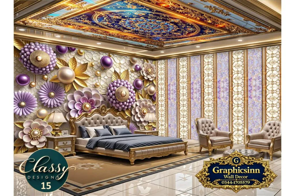 3D Purple Floral Pearl Metallic Wallpaper HD File - Classy Designs 15 1 3D Purple Floral Pearl Metallic Wallpaper HD File - Classy Designs 15