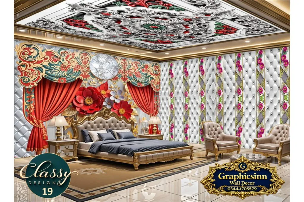 3D Red Drape Floral Tufted Wallpaper HD File - Classy Designs 19 1 3D Red Drape Floral Tufted Wallpaper HD File Classy Designs 19