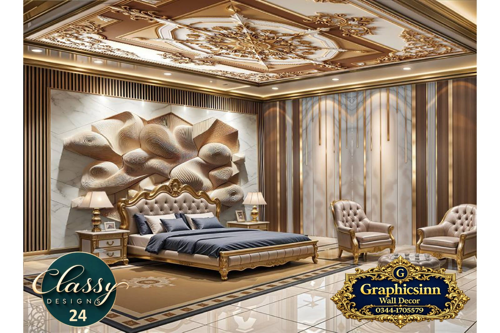 3D Wave-Sculpted Wood Marble Wallpaper HD File - Classy Designs 24