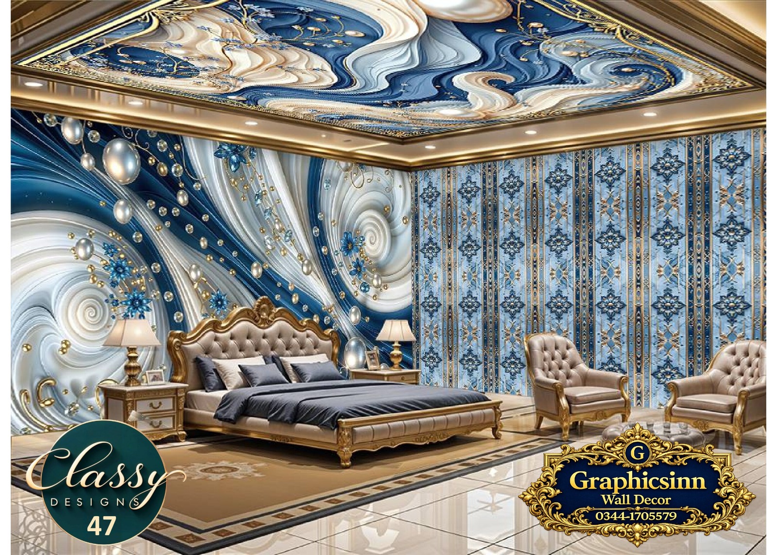 3D blue white fluid swirl wallpaper HD for commercial wall printing