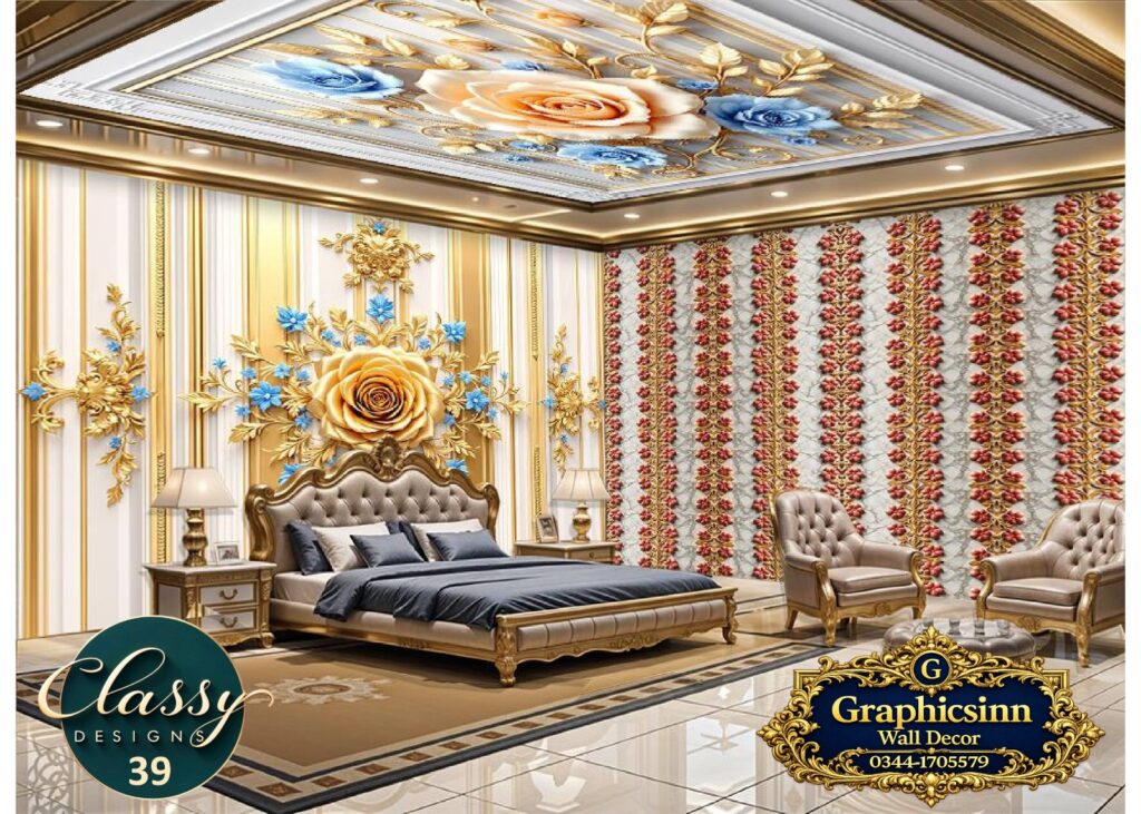 3D Golden Rose Blue Floral Wallpaper HD Premium - Classy Designs 39 1 3d golden rose blue floral wallpaper hd print ready