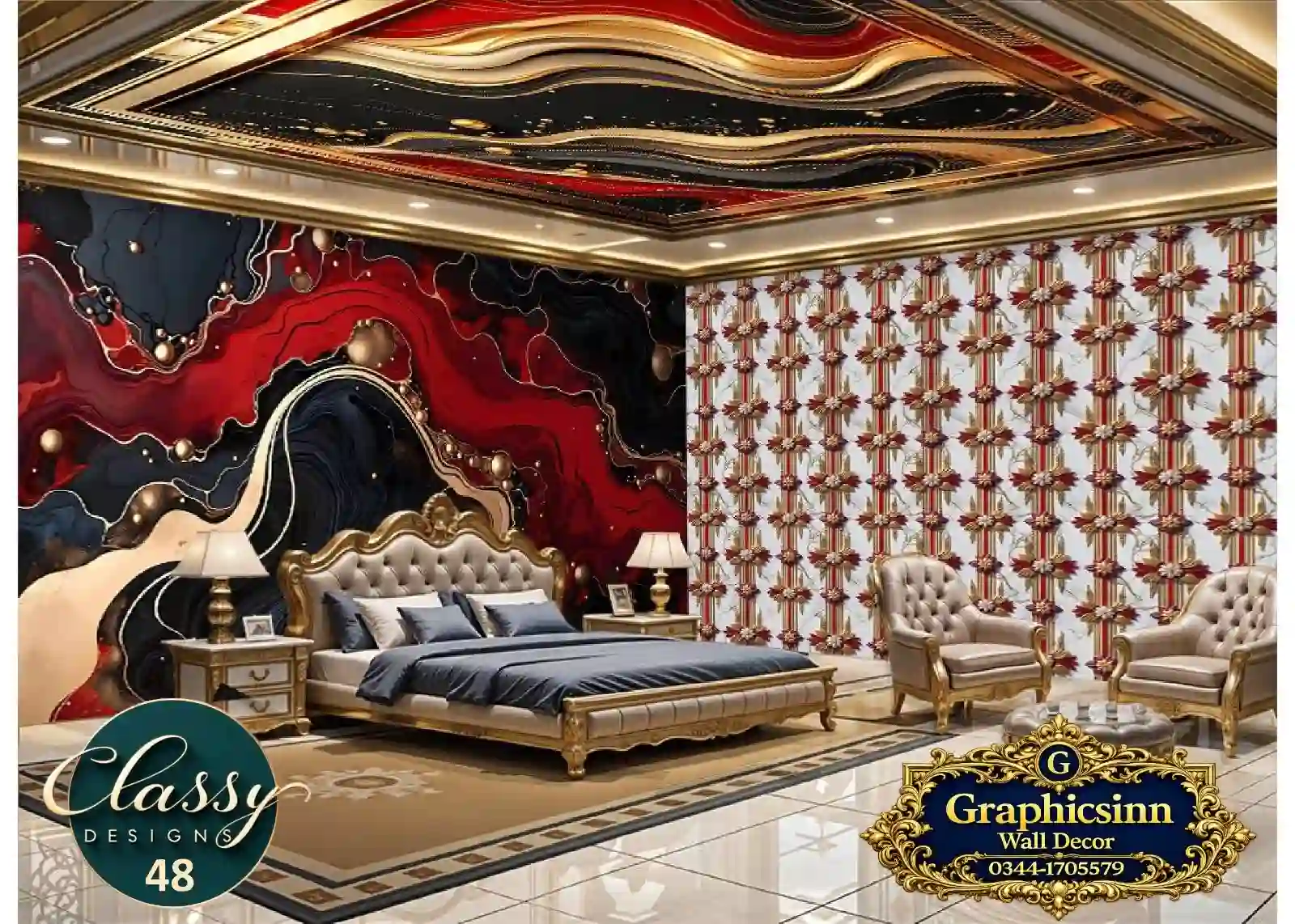 Home 3 3D red black gold fluid marble wallpaper HD for commercial wall printing